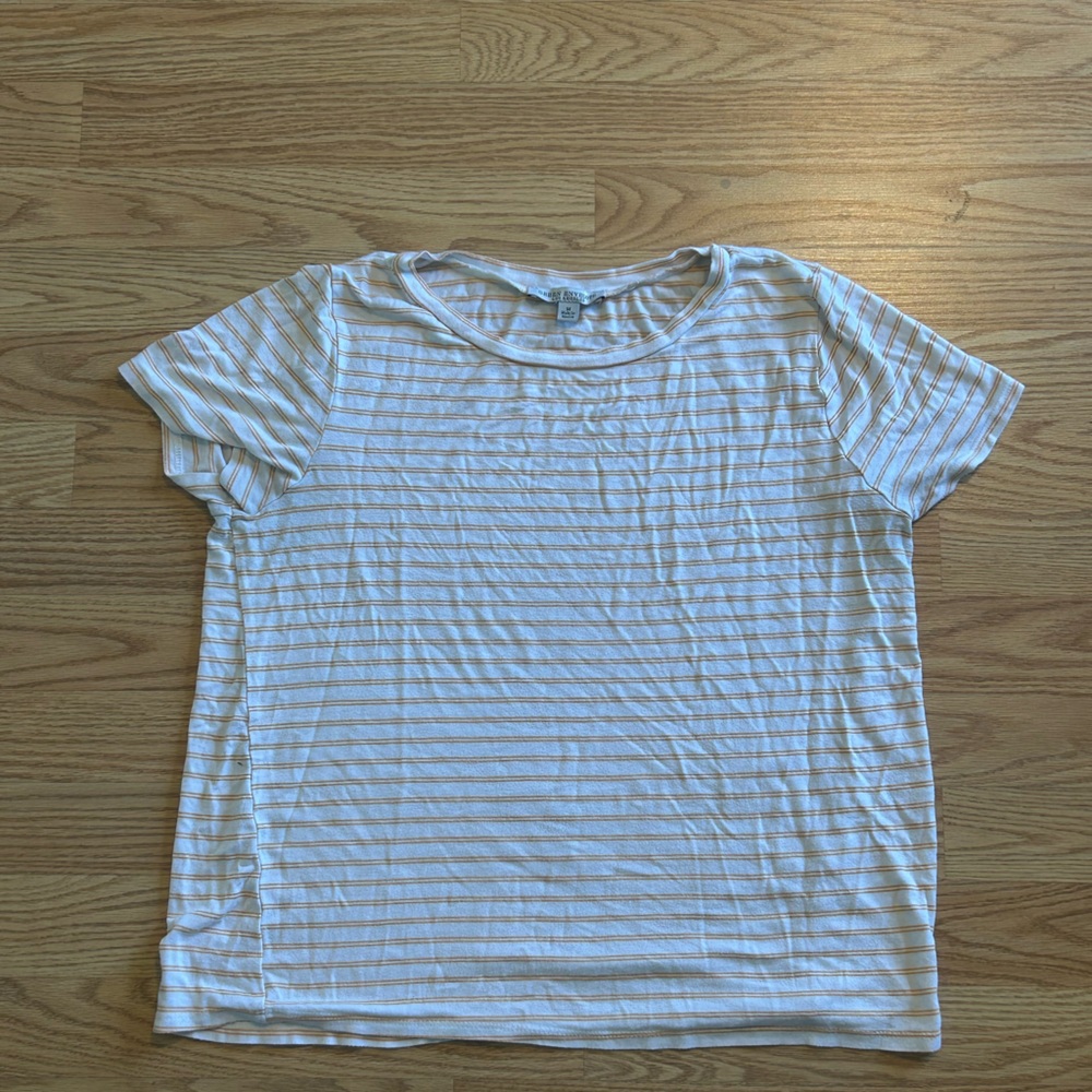 Green Envelope White and Yellow Striped Top